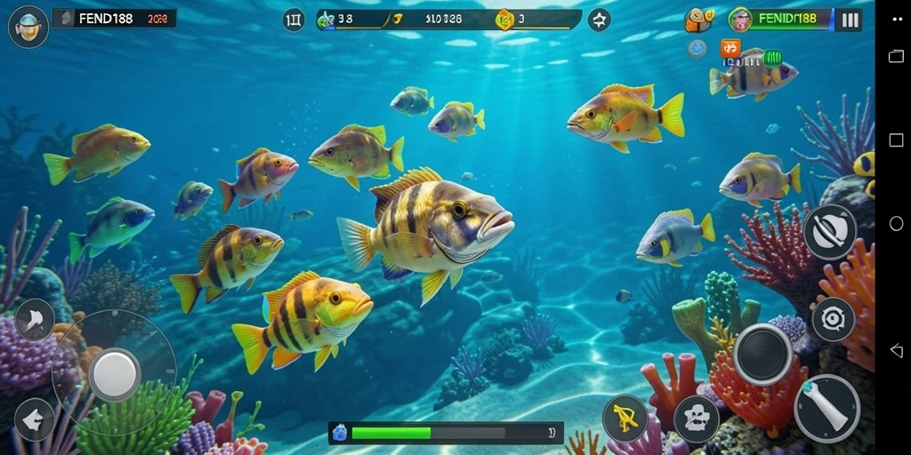 Tampilan gameplay menarik dalam FENDI188 saat menembak ikan.
