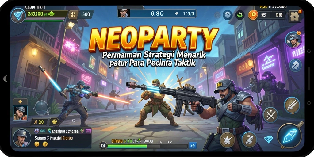 Screenshot NEOPARTY menampilkan aksi strategis yang intens.