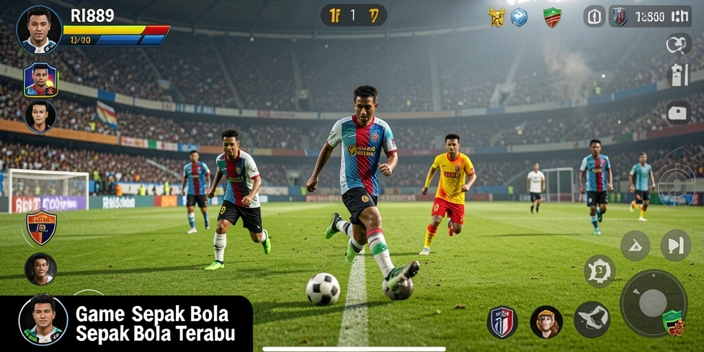 Tampilan gameplay seru dan menegangkan dalam game sepak bola.